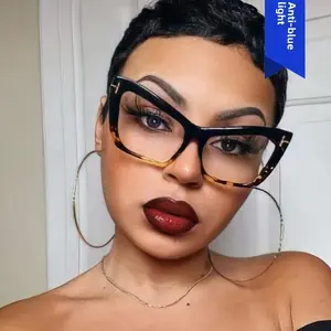 T-shaped Cat Eye Glasses Frame New Anti-Blue Light Non-Prescription Glasses for Women Fashionable Eyeglass Frame Personality Ladies fashion