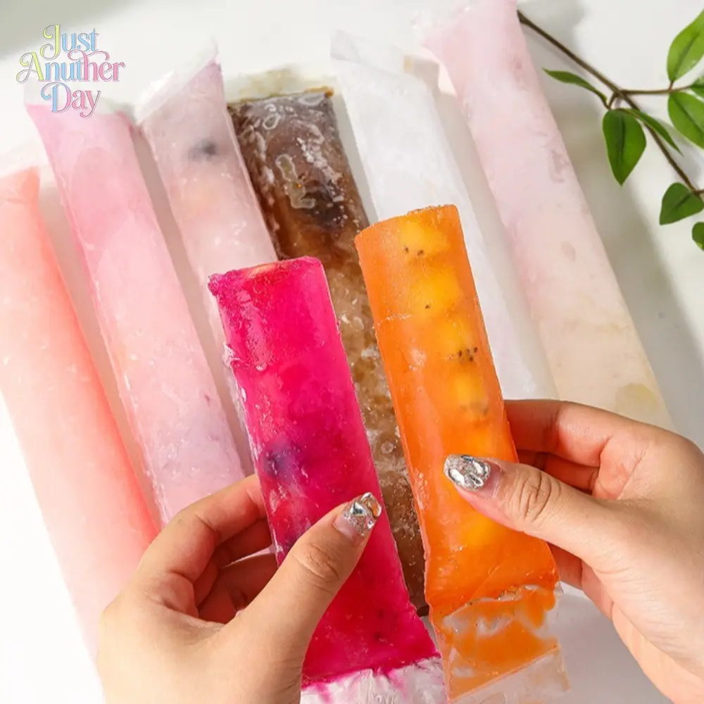 100 PCS Food-grade disposable popsicle bags, fruit jelly bags, ice cream, popsicle sticks, long strips, homemade ice pop bags