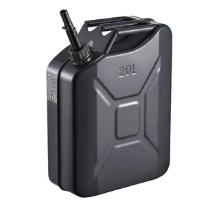 fathersdaygift Newly Upgraded Oil-TightVEVOR Metal Fuel Container, 5.3 Gallon, Fuel Jerry Can with Spout and Comfort Handle, 6 L/min Max Flow Rate, Leakproof Corrosion-resistant Metal Gas Tank Most Cars Motorcycle ATV UTV, Black