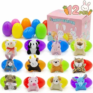 Ready to Hide 12Pcs/24Pcs/36Pcs Prefilled Easter Eggs with Mini Plush Bunny Toys. 2026 Spring Basket Stuffers & Sunday Egg Hunt Party Favors. Toddler Boys Girls Blind Box Surprise Cute Animal Stress Relief Fidget Toys of Tiktok Kid Birthday.