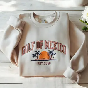 Embroidered Gulf of Mexico Sweatshirt, Patriotic Unisex Tee, American Gulf of Mexico Shirt, American Pride Tee Patriotic, Map Lover Hoodie