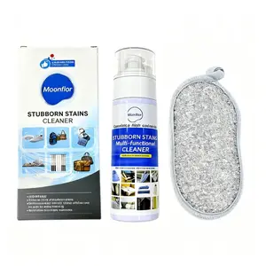 Moonflor Stubborn Stains Cleaner Kit with Cloth Liquid Formula for Sneakers Leather Bags Sofas Curtains Easy Footwear Home Care Rhamnolipid Bioactive Agents Quick-Drying Plant-Based Formula