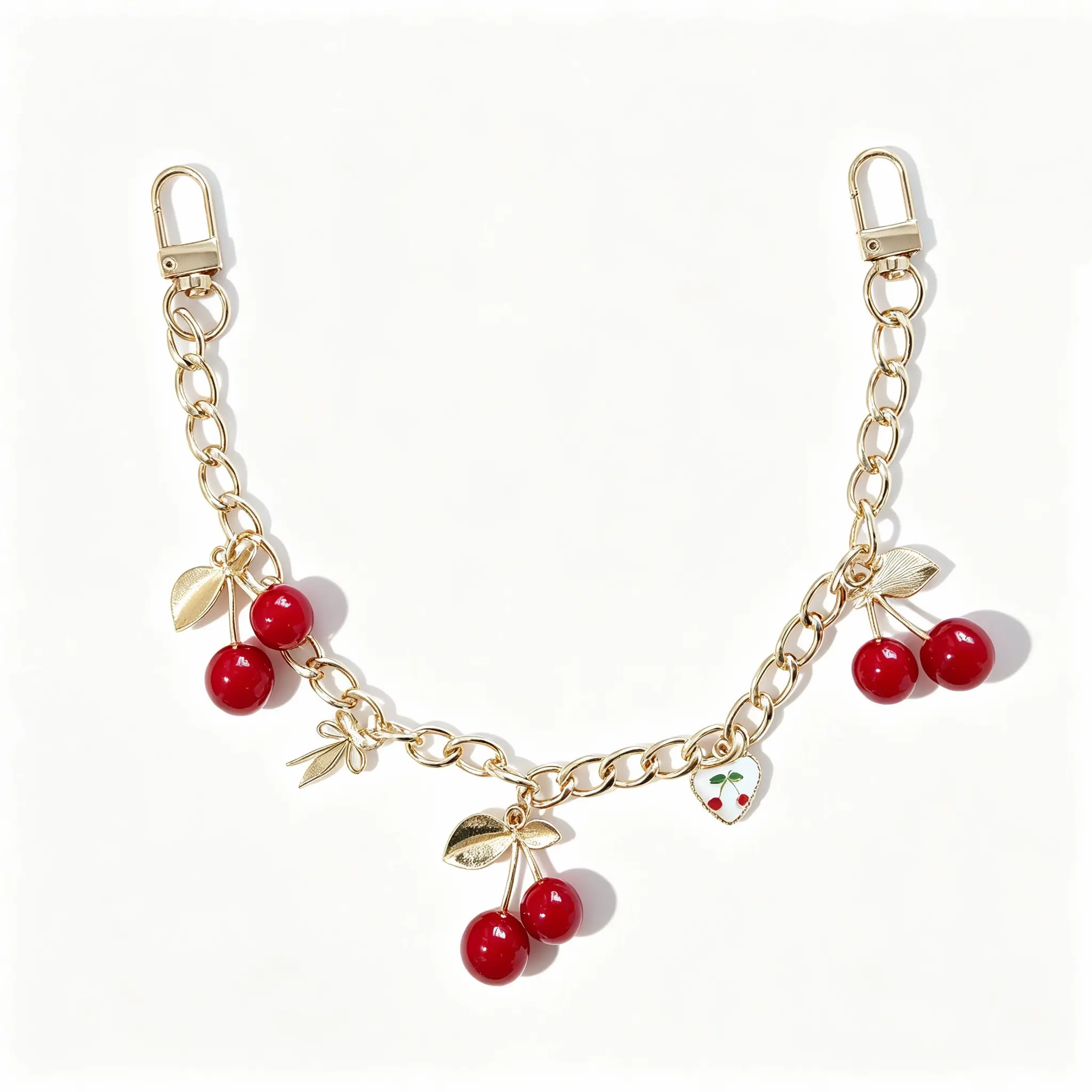 Cherry Gold Chain Bag Charm Bracelet