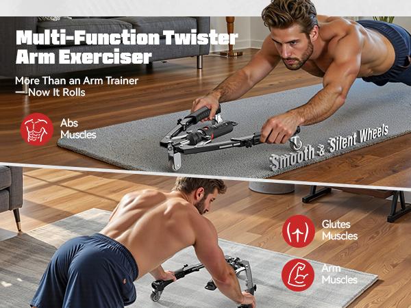 FLYBIRD Chest & Arm & Core Flex Twister - Hydraulic Power Chest Press Machine for Upper Body Strength Training, 2-in-1 Twister arm Trainer with ab Roller Wheel(Backpack& Pad Included)