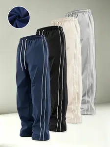 4-pack men’s spring/autumn outdoor quick-dry casual athletic pants, loose straight fit, side stripe design, summervibes