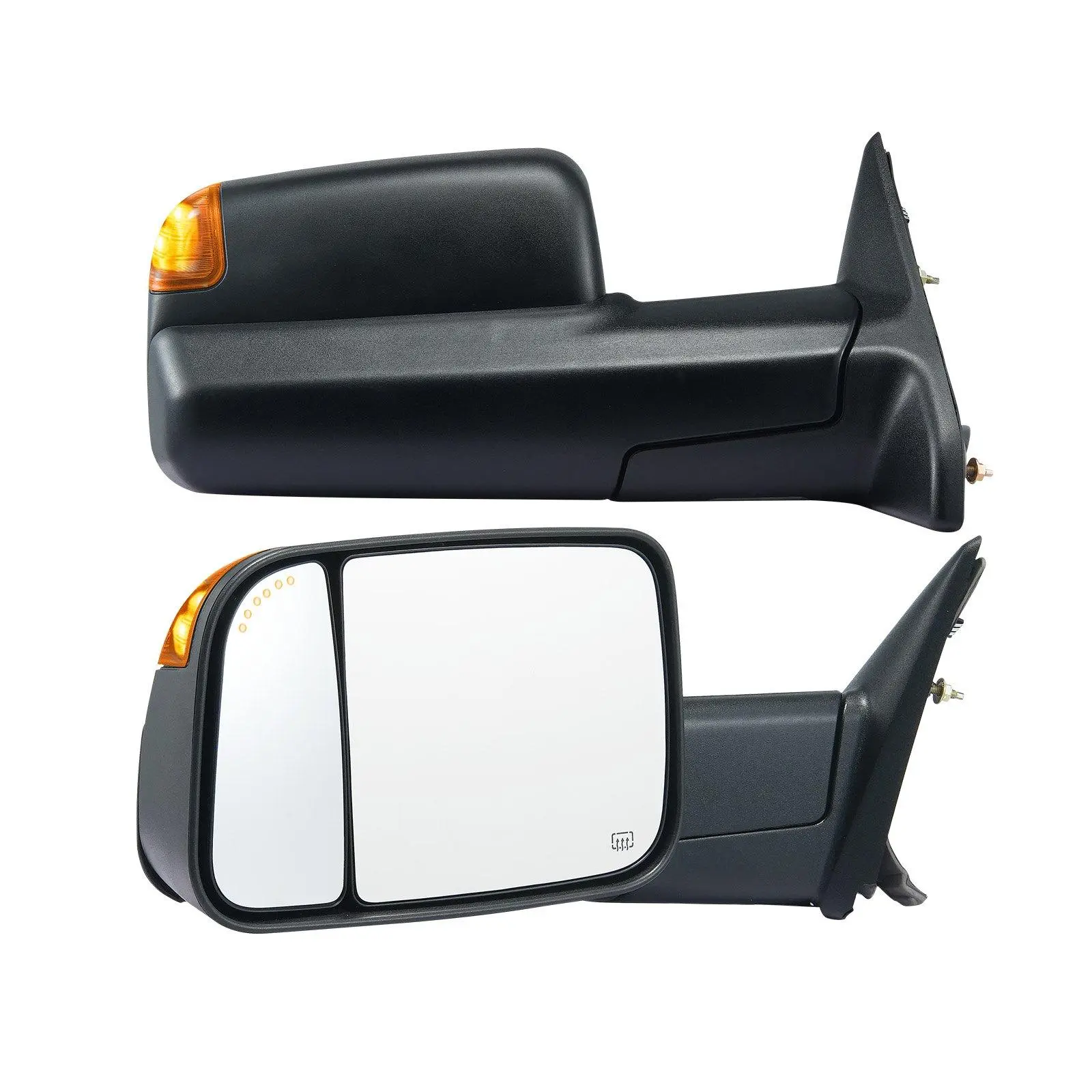 Towing Mirrors with LED Signal Puddle Light, Manual Flip Folding 4-Way Adjustable Truck Tow Mirrors Compatible with 2009-2018 Ram 1500, 2010-2018 Ram 2500 3500, 2019-2023 Ram 1500 Classic, DC 12V Replacement Trailer Side Mirrors