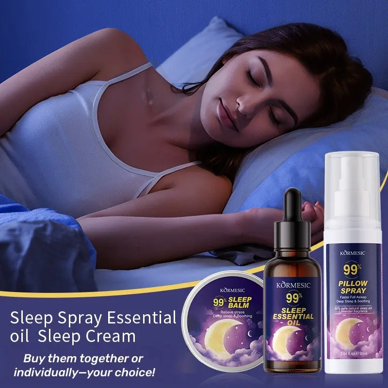 KORMESIC Sleep Trio, Aromatherapy | Sleeping Aid Sleep Essential Oil + Sleep Balm + Pillow Spray, Infused with Natural Lavender Extract. Soothes Anxiety, Helps Fall Asleep Fast & Improve Sleep Quality. Gentle & Non-Greasy, Can Buy Separately or as a Set