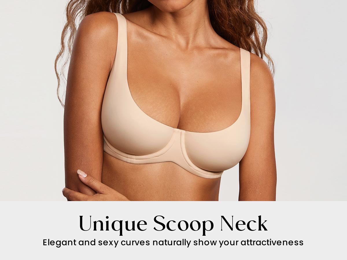 Unlined Balconette Bra Underwired Double Layer Cup Adjustable Straps Soft Stretchy Invisible Under Low Cut Tops SpringStatements