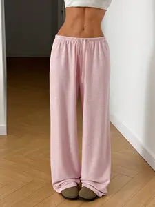 Women's Drawstring Waist Loose Fit Wide Leg Sport Pants, Casual Home Wear Joggers, Outdoor Sports Pants, Comfortable Sweatpants