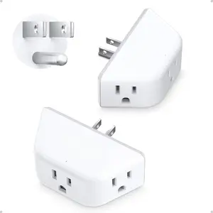 Multi Plug Outlet Extender 2 Pack - Electrical Wall Splitter, 3 Way Angled Wall Outlet Adapter, Cruise Essentials, Small Multiple Plug Expander for Cruise Ship Home Office Dorm Room, White