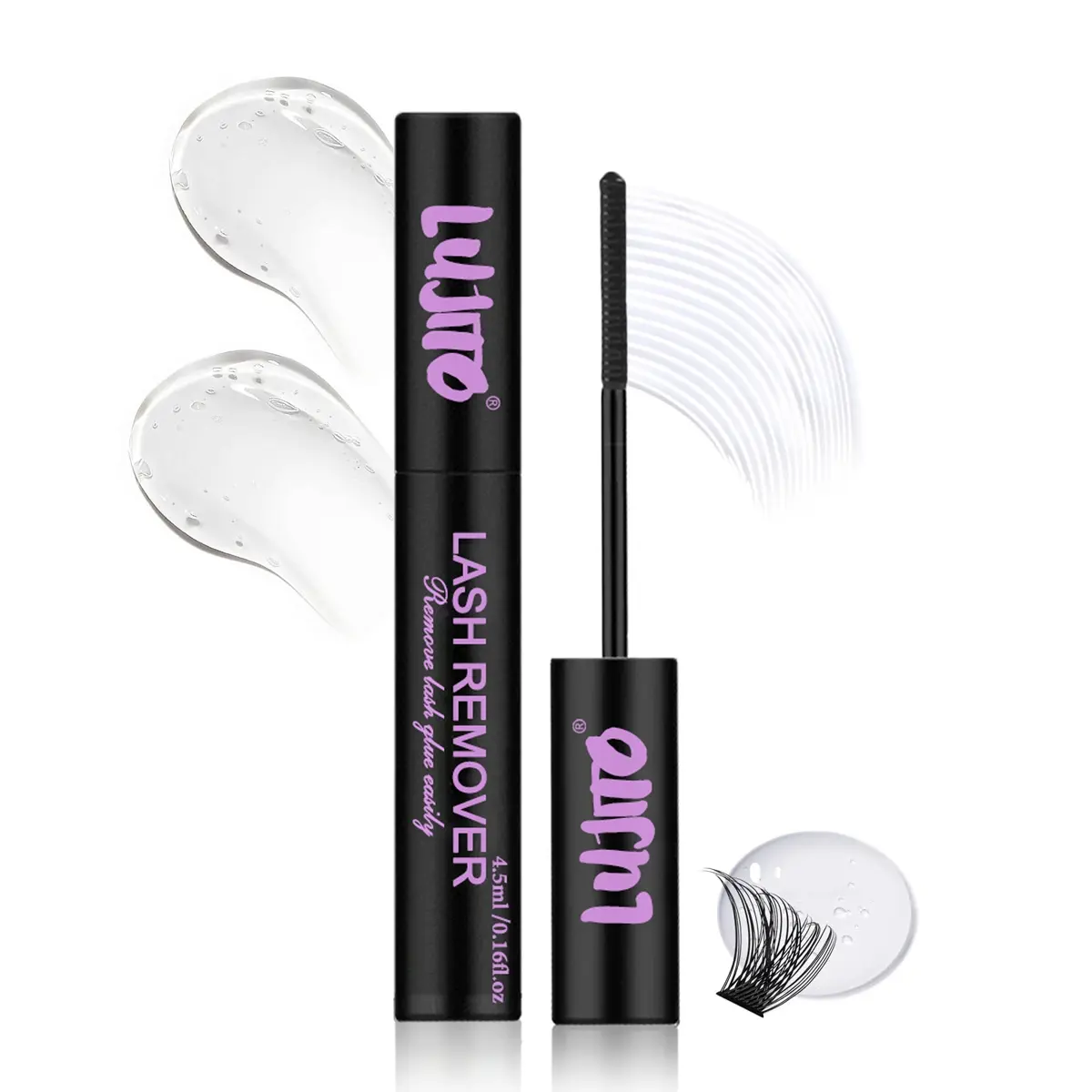 Eyelash Glue Remover 4.5ML Cluster Lash Remover for Individual False Lashes, Bond and Wispys, Gentle Non-irritating Mascara Wand, Hypoallergenic Makeup Remover