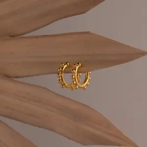 Beaded Hoops by Caitlyn Minimalist - Dainty Beaded Huggie Earrings in Gold & Silver - Unique Everyday Jewelry - Gift for Her
