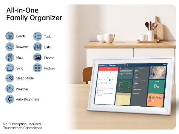 15.6-inch Wall Digital Calendar,Smart WiFi Calendar & Chore Chart,Full HD Touchscreen Interactive Display for Family Schedules-Wall/Desk Mountable Planner,Meeting Reminders & Deadline Tracking Great for Organizing Your 2026 Calendar