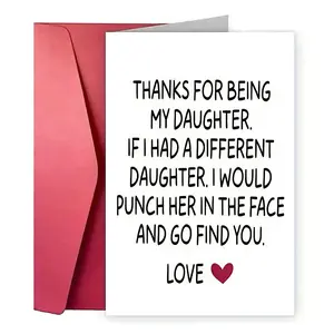 3pcs/7pcs Funny Rude Daughter Birthday Card with Envelope, Hilarious Sarcastic Humor Greeting Card, Blank Inside, Perfect Gift
