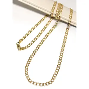 14k Solid Gold Yellow Cuban CURB Link Chain 18-26 inches 3.5mm Width (Semi-Hollow Style)