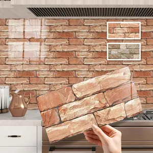 Faux Brick Pattern Wall Sticker, Self Adhesive Wall Decal, Decorative Sticker for Kitchen Backsplash, Home Restaurant Bathroom Tile Surface