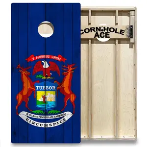 Michigan State Flag Cornhole Board Set | Elite