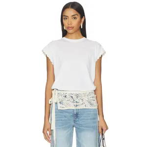 FRAME The Crochet Muscle Tee in White