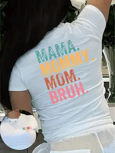 Women's Letter & Heart Print Round Neck Tee, Fashion Casual Crew Neck Short Sleeve T-shirt for Daily Outdoor Wear, Ladies Clothes for All Seasons, Go Out Tops, Crewneck T Shirts for Women, Casual Fashionable Top, Tshirt