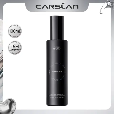 CARSLAN Black Magnet Liquid Powder Makeup Setting Spray, 16H Longlasting Oil Control Lock Face Makeup, Smudgeproof, Waterproof Finishing Spray, 100ml