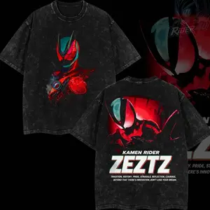 Rider4U Retro Vintage Kamen Rider Zeztz Oversized Washed T-Shirt 100% Premium Cotton Classic Fit S-5XL Menswear Soft Top American-made Premium Quality IEM