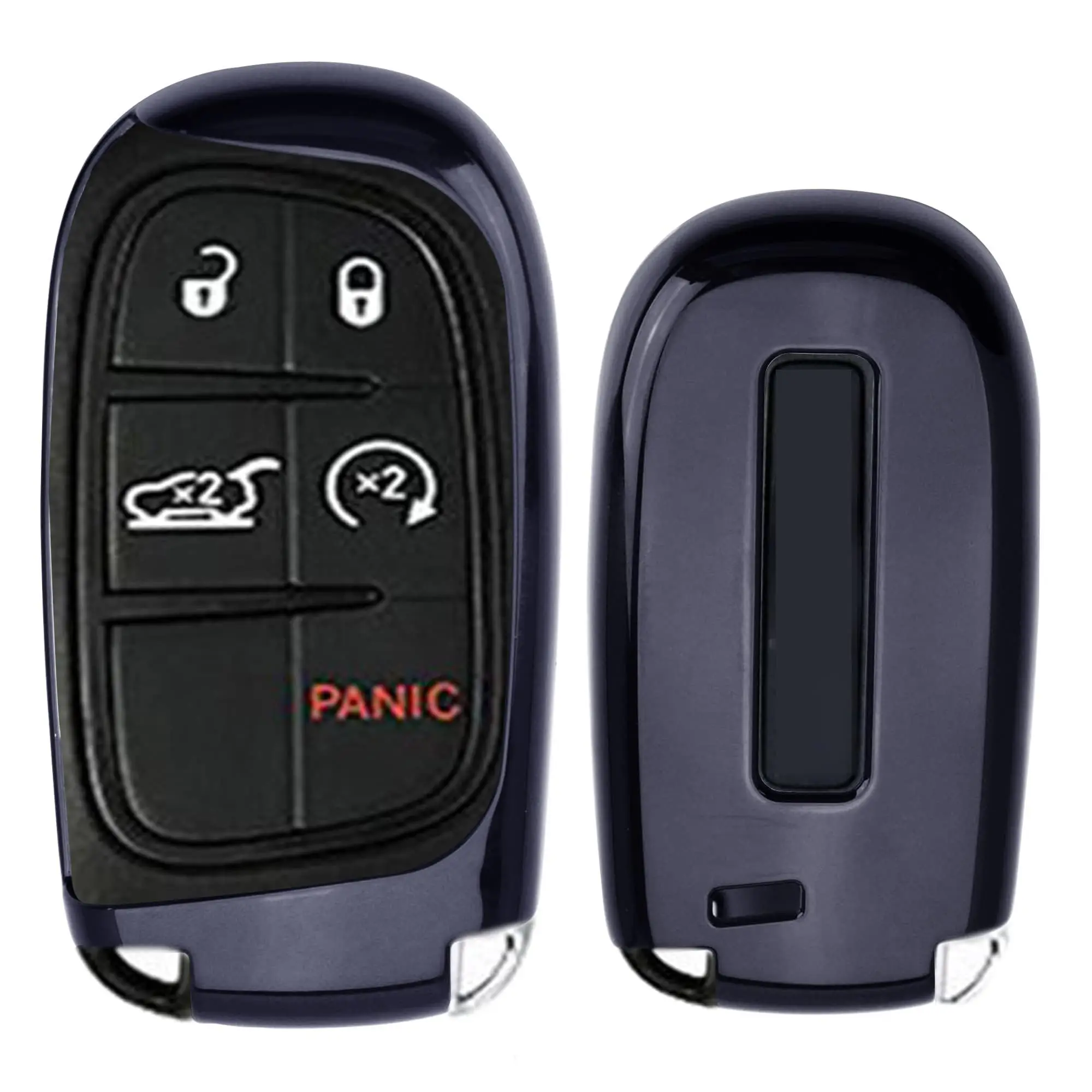 iJDMTOY Chrome Finish Black TPU Key Fob Protective Cover Case For Charger Challenger Dart Durango Journey, Grand Cherokee, Renegade, 200 300, etc