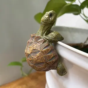 1 PC/2 PCS Adorable Turtle Statue Resin Plant Pot Hanger Climbing Elephant Ornament for Flower Pot Edge Decor Yard