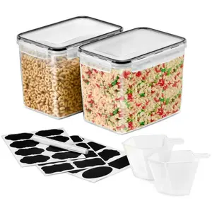2 Pack (121oz per 15cups) Airtight Food Storage Containers - Four-Way Snap Lids Keeps Food Fresh - Store Cereal, Pasta, Flour and more