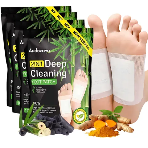40PCS Natural Bamboo Ginger Powder Foot Pads for Foot Care, Deep Cleansing, Relaxation, Sleep Aid Nail Masks Intensive Foot Care Foot Detox Masks