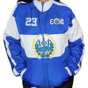 El Salvador Jacket - Blue & White Zip-Up with National Emblem and 503 - Men's & Women's Outerwear