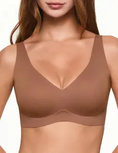 Deep V Bras for Women Wireless Push Up Plunge Bra Seamless Supportive No Underwire T-Shirts Bralettes with Removable Padding