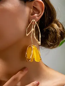 Boho Style Dangle Earrings for Women, Exaggerated Fabric Rose Flower Design, Perfect for Daily Wear and Gifts, All Seasons Fashion Jewelry