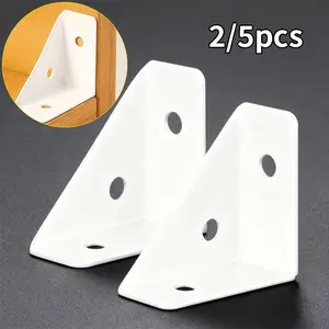2/5pcs white right angled triangle brackets, furniture corner connection fixing fasteners, used for bed frames, cabinets, tables, stable furniture