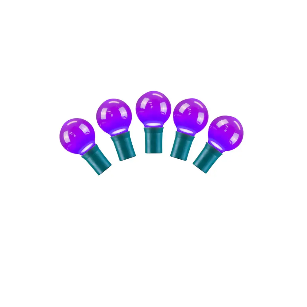 25 Purple G30 LED Lights on Green Wire, 16 ft. Christmas Light Set with 8 in. Spacing, Ornaments, Decor