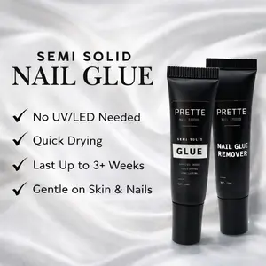 New Formula Quick-Drying Semi-Solid Nail Glue with 10ml Remover – Long-Lasting Adhesive Gel for Press-On Nails, Acrylic Tips, and Salon-Quality Nail Kits – Easy Application, No UV Lamp Needed for Home or Salon Use-Prette Nail Studio