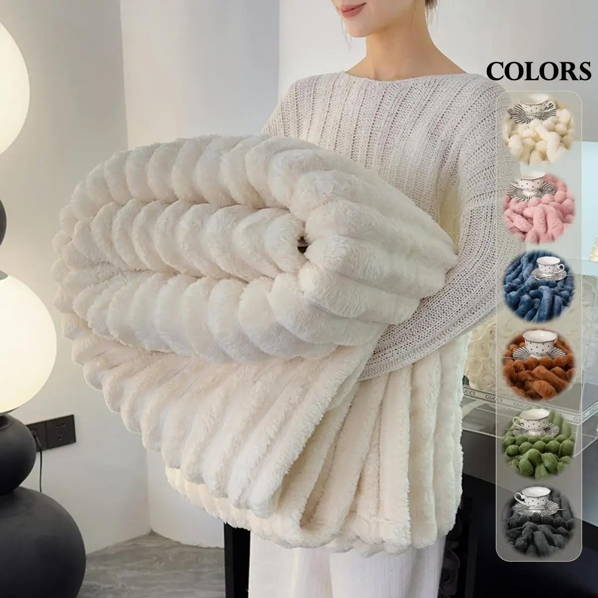 Solid Color Fuzzy Blanket, 1 Count Soft Comfortable Warm Fleece Throw Blankets, Lightweight Flannel Blanket, Air-conditioned Room Blanket, Warm Nap Bl