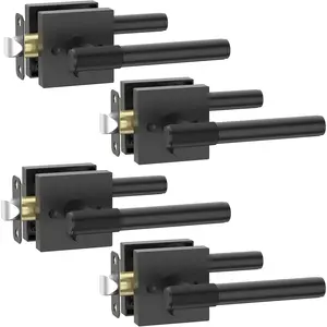 4 Pack Black  Door Handles, Door Lever with Door Knobs Indoor for Bedroom or Bathroom, Heavy Duty Door Handles Interior with Locks for Left Right Sided Doors