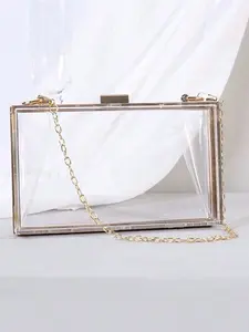 Clear Box Bag Mini Contrast Binding Clip Top