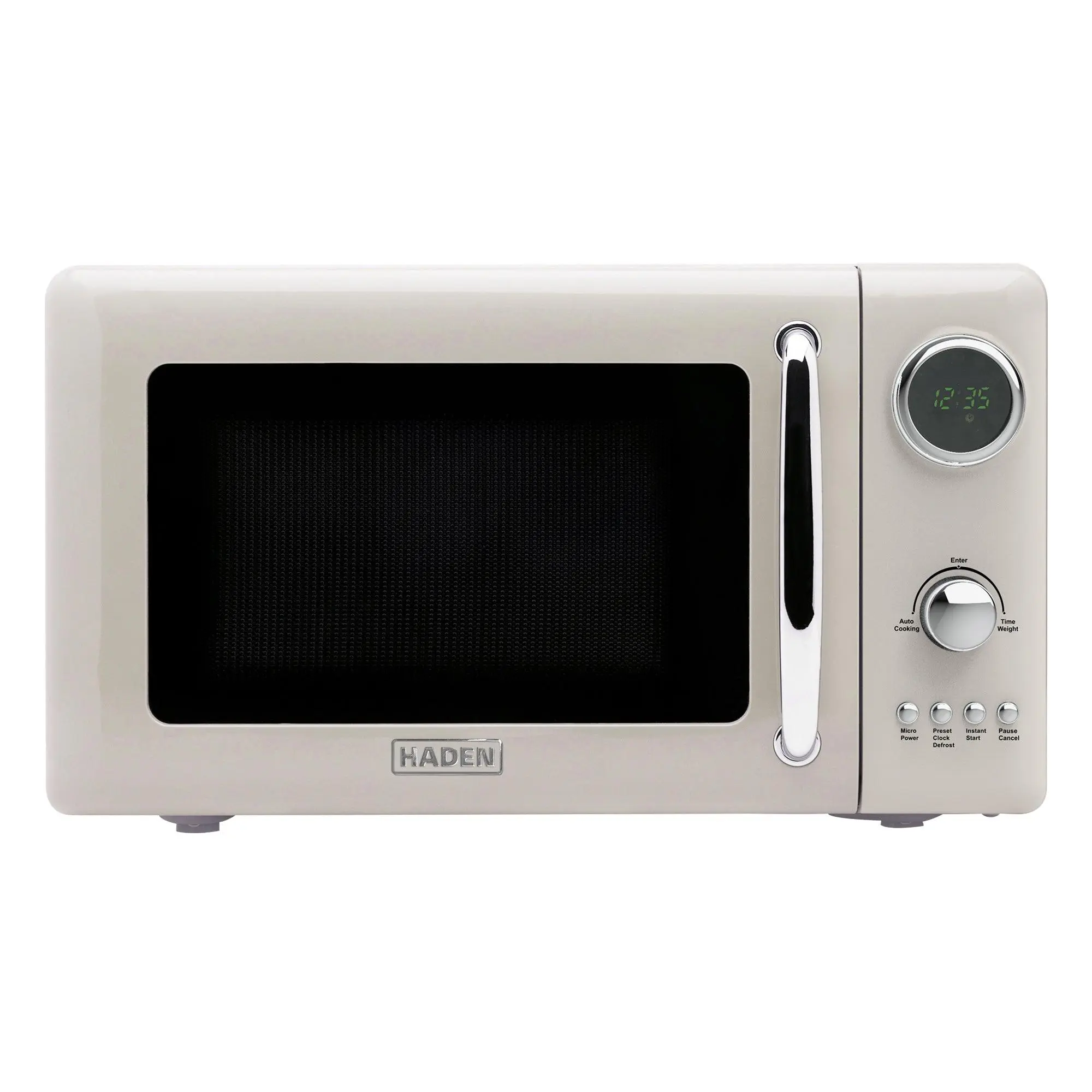 Haden 700 Watt 0.7 Cubic Foot Microwave Oven with Digital Controls, Putty/Chrome Haden 700 Watt 0.7 Cubic Foot Microwave Oven with Digital Controls, Putty/Chrome
