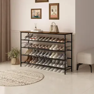 4/5 Tier Metal Shoe Rack Free Standing Shoe Shelf Organizer for Entryway Closet Hallway