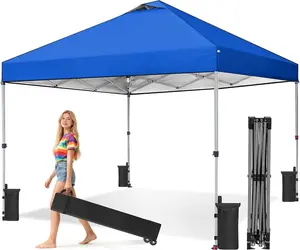 Instant 10x10 Pop Up Canopy with One Push Center Lock, Heavy Duty Outdoor Tent with Rolling Bag & 3 Height Settings for Backyard, Beach & Events  – Easy Up Canopy