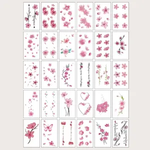 Waterproof Temporary Tattoo Stickers Set, Floral Design, Various Designs, Long-Lasting Realistic Body Art, 30 Pieces, Perfect for Parties & Events