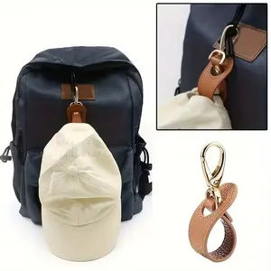 2pcs Outdoor Travel Shopping Essential, Simple PU Leather Hat Hooks, Accessories for Bags, Portable Easy Storage, Convenient Organization