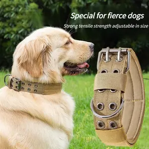 Tactical Nylon Dog Collar and Leash Set, Heavy Duty Reflective Outdoor Pet Collar with Handle, Chew Proof Training Gear for Large Medium Breed Dogs