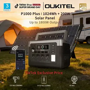 OUKITEL1024Wh LiFePO4 Power Station Perfect for Camping & Travel& Projector, USB-C, Folding Solar Panel Home Backup, Camping, Emergency Outdoor Power travel rv
