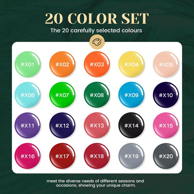JEWHITENY 23PCS Gel Nail Polish Set 20 Colors Long Lasting Christmas Beauty Products for Salon at Home with Base Coat & Top Coat