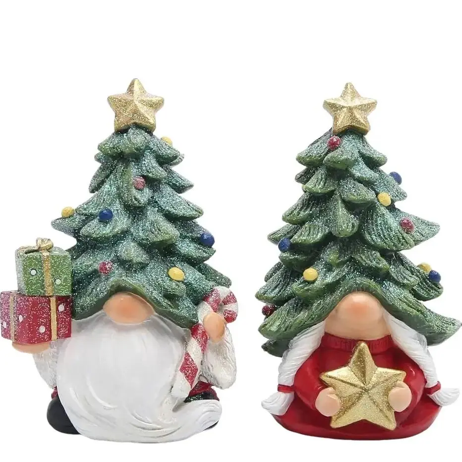Christmas Gnomes Decorations Indoor Christmas Tree Gnomes Figurines Table Decorations Cute Christmas Gnomes Gifts (Christmas Color Gnome 2pcs)
