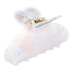 RIKI Hair Clip with Crystal Hearts and Interlocking Claw Closure, Pink, Small Size