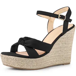 BLISSFUL STEP Platform Slingback Espadrille Wedge Heel Sandals