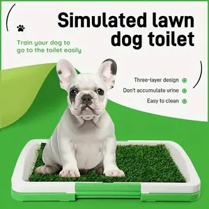 Dog Training Pad with Artificial Grass, Non-Slip Pet Toilet, Odorless Indoor Puppy Toilet, Splash-Proof Artificial Grass Mat and Tray